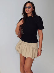 Palloma Bubble Hem Mini Skirt Beige