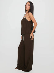 Nolei Contrast Pant Set Chocolate / White