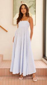 Kaethe Maxi Dress - Baby Blue Stripe