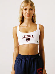 U of A Scoop Neck Crop Top White