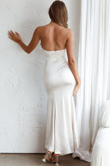 Tivoli Strapless Gathered Bust Midi Dress Champagne