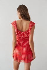 Enid Ruffle Sweetheart Heart Mini Dress