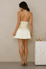 Catch Me Blushing Halter Satin Mini Dress Yellow