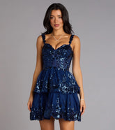 Marisa Sequin Corset Tulle Skater Dress