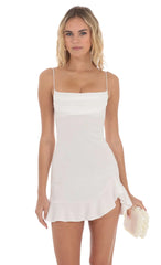 Unpredictable Layered Ruffle Neckline Mini Dress Butter