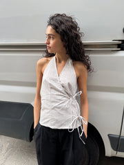 Drawcord Halter - Lake Stripe