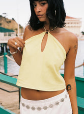 Santorini Crush Bead Detail Top Lemon