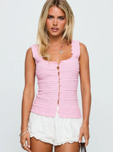 Lost Frontier Button Up Top Pink