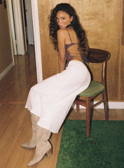 Ermias Linen Blend Midi Skirt White