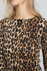 lua pointelle long sleeve top - leopard