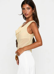 Pretty Little Fears Cowl Neck Top Beige