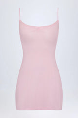 Pointelle Ruched A-Line Mini Dress in Baby Pink