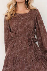 Ashlyn Long Sleeve Dress | Brown Print