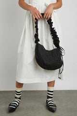 quilted ruched kidney bag - black