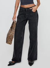 Serenitia Mid Rise Straight Leg Jeans Washed Black Tall
