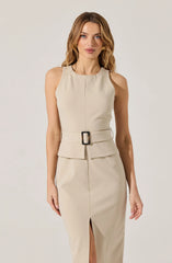 Tailored Belted Midi Dress