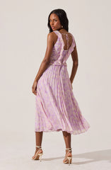 Floral Ruffle Pleated Midi Dress