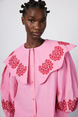romeo organic cotton broderie blouse - pink