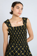 tish midi dress - black bow print