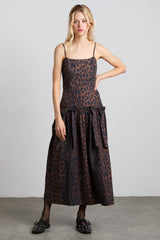 persephone midi dress - dark leopard