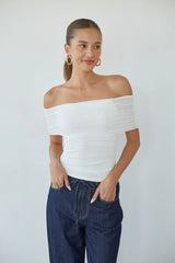 Vada Off the Shoulder Mesh Top