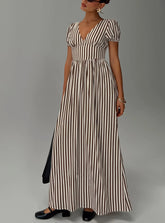 Collyns Maxi Dress Beige Pinstripe