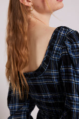 dakota midi dress - blue check