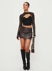 Domenic Faux Leather Mini Skirt Washed Black