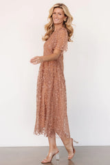 Kendra Embroidered Dress | Nude Rose