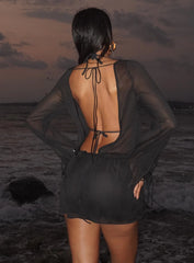 Get Closer Backless Playsuit Black