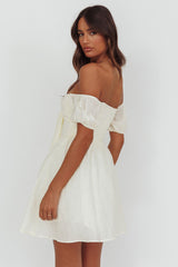Perfect Worlds Off-Shoulder Mini Dress Textured Ivory