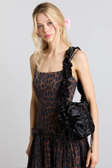 ruched satin bag - black