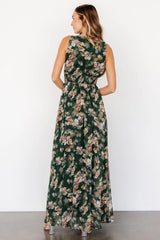 Imogen Maxi Dress | Deep Green Multi