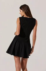 Cowl Neck Mixed Media Mini Dress