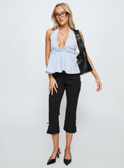 Nautique Halter Ruched Top Blue Stripe