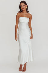 Moon Song Strapless Laced Back Dress Off White