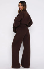 Chill Moves Wide Leg Sweatpants Chocolate