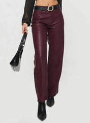 Dempsey Faux Leather Pants Deep Cherry