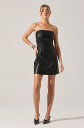 Keyana Strapless Faux Leather Dress