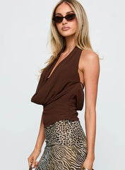 Treat You Better Plunge Hardware Detail Top Chocolate
