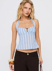 Isabetta Halter Top Blue Stripe