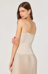 Pleated Drop Waist Maxi Dress