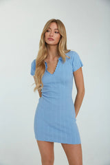 Zyra Short Sleeve Collared Bodycon Mini Dress