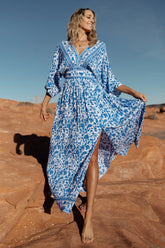 Watson Kimono Maxi Dress | Blue + White