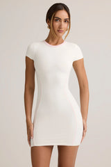Modal Short-Sleeve Bodycon Mini Dress in White