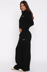 Comfy And Cute Wide Leg Sweatpants Black