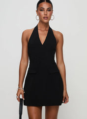 Emanuela Halter Mini Dress Black