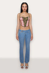 Satin Lace Panel Bustier Corset