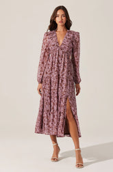 V-Neck Cutout Midi Dress