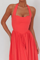 Get My Attention Halterneck Maxi Dress Red